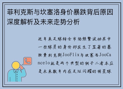 菲利克斯与坎塞洛身价暴跌背后原因深度解析及未来走势分析